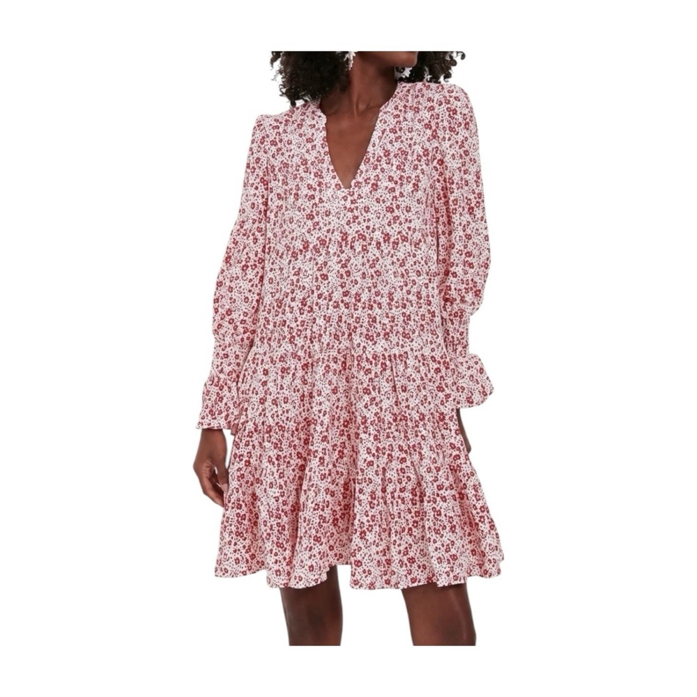 Tuckernuck Pomander Place Kenzo Dress Women's Small Red‎ Floral Long Sleeve